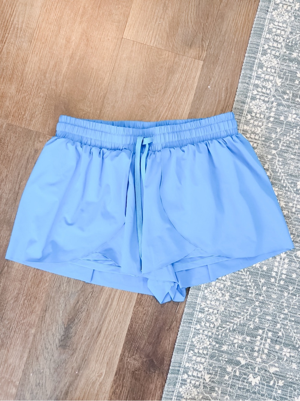 Light Blue Women's Athletic Shorts with Drawstring